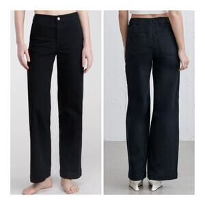 OAK + FORT Twill Elastic Waist Wide Leg Minimalist Normcore Ankle Pant XL